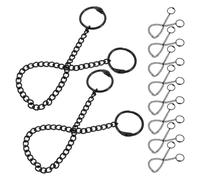 10pcs Stainless Steel Hanging Chain with Hooks and Snap Clips | Black and Silver Finish, Reusable Rust Resistant Design, for Indoor Labeling, Metal Pots, Planter Baskets