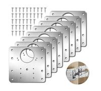 10Pcs Stainless Steel Hinge Repair/Reinforcement Plates Set - Durable Cabinet Door Brackets, Includes 60 Carbon Steel Screws, Multi-Hole Design for Secure Fixing, Wide Application