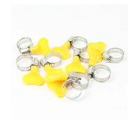 10pcs Stainless Steel Hose Clamps 8-38mm Adjustable Yellow Plastic Handle for Pipe/Tube Worm Drive Type(13-19mm 10PCS)