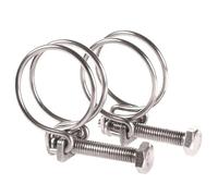 10Pcs Stainless Steel Hose Clamps Double Wire Fixed Throat Hoop Adjustable Fuel Tube Water Pipe Ventilation Pipe Clip Hardware for Corrugated Hose,Water Hose(28-32 x 2.0mm)