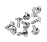 10pcs Stainless Steel Large Flat Head Hexagon Socket Screws Bolts M6 12/16/20mm for Motorcycle Moped Scooter Tail Plates(M6X12mm)