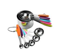 10Pcs Stainless Steel Measuring Cups and Spoons Set Kitchen Accessories for Baking Cake Cooking Making Tools(Rainbow)