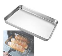 10pcs Stainless Steel Oven Sheet Pan Tray Cookie Sheet, Rectangle Baking Tray Nonstick Warp Resistants Heavy Duty Sheet Pan Trays, Serving Tray for Kitchen, Smooth Edge Pan(31.5x24.5x2.5cm)