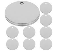 10pcs Stainless Steel Round Blank Dog Tag with Hole, Smooth Silver | Ten-piece Set, Rust-proof Finish, Pet-safe Edges, for Engraving Practice and Jewellery Chains