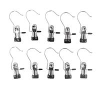 10Pcs Stainless Steel Short Tail Hanger Clips Heavy Duty Multifunctional Hanging Hooks Rustproof for Indoor Outdoor Clothes Files Socks Curtains 4.5 Inch