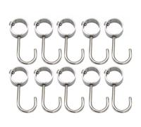 10pcs Stainless Steel Wardrobe Tube Rod Hook for Clothes Hanging Rods | Rustproof Silver Finish, Smooth Rounded Edges, Repositionable Points, Quick No-Drill Setup for Wardrobes, Kitchens, RVs