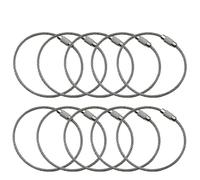 10Pcs Stainless Steel Wire Cable Loop, 1.5mm/2mm Keychain Tag Rope for Flashlight Tools, Silver Circle Gadget 150mm/200mm