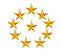 10PCS Stars Embroidered Patches Sew Iron On Badges Gold Silver Red Black Bl(Yellow)