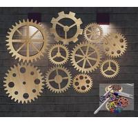 10Pcs Steampunk Decor Wooden Gear Set, Industrial Vintage Wheels for Wall Hanging, Farmhouse, Bar & DIY Crafts (5.9In-3.1In)