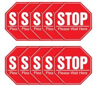 10pcs Stop Please Wait Here Floor Decals Pvc Red Distance Reminder