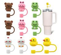 10pcs Straw Covers Cap for Stanley Cup, Soft Silicone Straws Drinking Straw Topper Portable Dust Proof Universal Straw, Reusable Straws Cover Tips - 10mm
