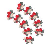 10pcs Strawberry Embroidered Applique Iron on Patch for Dress Denim | Cotton Base with Polyester Hot Melt Adhesive, Colourful Dense Stitching, Clean-edged Finish for Beginner Crafting
