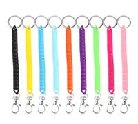 10PCS Stretchy Spiral Keyring, Coil Springs Keychain, Retractable Springs Keychains, Colourful Plastic Key Chain Spring Key Holder Extending Coil Cord Lanyard for School Work Wallet Cellphone ID Card