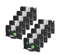 10PCS Strong Adhesive Label Tapes 6/9/12/18/24mm Compatible for Brother TZ TZe- S231 S631 Black On White/Yellow Printers(10PK Black on Clear,9mm)