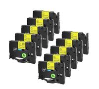 10PCS Strong Adhesive Label Tapes 6/9/12/18/24mm Compatible for Brother TZ TZe- S231 S631 Black On White/Yellow Printers(10PK Black on Yellow,6mm)