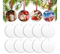 10Pcs Sublimation Ornaments Blanks Round White Blank Ceramic Ornament for Sublimation Personalized 2022 Christmas Ornament Bulk Circle Porcelain Blank Ornaments for Heat Transfer Print DIY Craft Gift