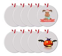 10Pcs Sublimation Ornaments Blanks Round White Blank Ceramic Ornament for Sublimation Personalized 2022 Christmas Ornament Bulk Circle Porcelain Blank Ornaments for Heat Transfer Print DIY Craft Gift