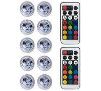 10Pcs Submersible LED Lights with Remote Control Tea Lights, Multicolor RGB 10-LED Lights Waterproof Underwater Light LED Base for Vase Base, Aquarium, Pond