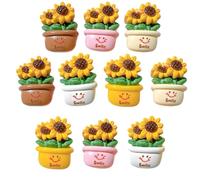 10pcs Sunflower Resin Flatback Charms with Smiley - 3D Flower Embellishments for DIY Scrapbooking, Jewelry Making, Hair Accessories, Phone Case Decorations, Water Bottle Stickers & Handmade Projects