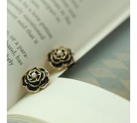 10pcs Super Pretty Camellia Flower Buttons for Clothing Black Pearl Sewing Buttons Women's Shirt Dress Decorative Buttons