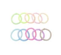 10pcs Super Thin Coiled Plastic Hair Ties Colorful Stretched Spiral Ropes Telephone Wire Ponytail To Protect Your for Hair accessories(Bright)
