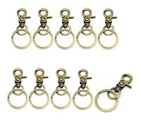 10PCS Swivel Clasps Lanyard Snap Hooks Key Chain Clip Hook Metal Lobster Claw Clasp for Keychain Sewing Jewelry DIY Crafts(Style-B Brass)