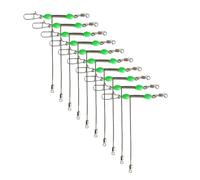 10pcs T Shape Fishing Hook Stainless Steel Swivel Set with Glow Beads for Effective Rigging