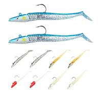 10PCS T-Tail Soft Fishing Lures with Jig Heads,11cm Realistic Fishing Lure with 3D Eyes Paddle Tail Soft Fish Baits Saltwater Cod Sand Eel Bass Lures for Sea Bass Pike Trout Uk Sea