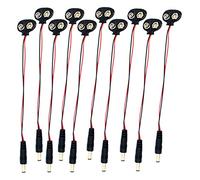 10pcs T Type 9V Battery Buckle Snaps Power Cable Clip Connector 5.5 2.1mm DC Jack Plug