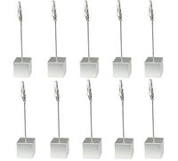 10pcs Table Number Holder Name Place Card Holder Memo Clip Holder Stand Note Holder Pictures Card Paper Menu Clip (Silver)