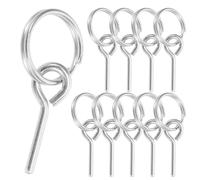 10pcs Tent Pins Single Loop and Rod Connector for Camping Tarpaulins | Galvanized Steel and Fibre Rod Build, Compact Spare Part for Hikers, Awnings, Car Camping Use