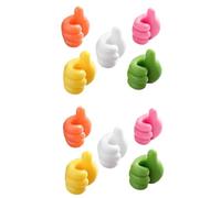 10PCS Thumb Hooks, Self Adhesive Small Hand Hooks Stick on Hooks Cable Organiser for Home, Office, Desk, Car (Random Color)