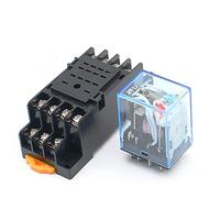 10PCS time Relay MY4 12V 24V 110V / 220V Coil 5A 4NO 4NC Green LED Indicator Power DIN Rail 14 Pin with Socket Base(Ac,6V)