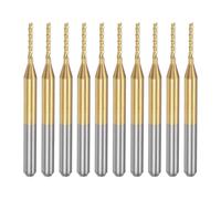 10PCS Titanium Coat Carbide End Mill Engraving Milling Cutter CNC Router Bits for PCB Machine, 1/8 Inch Shank 1.1Mm