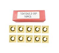10PCS Titanium Coated Tungsten Carbide Inserts 12x12x2.2mm-35°, Replacement Blades for CNC Spoilboard Surfacing Router Bit, Spiral Planers & Helical Cutter Heads