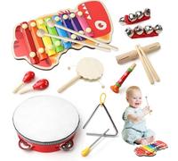 10pcs Toddlers Percussion Toy Set, Wooden Rhythm Instruments for Kids