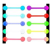 10pcs Tongue Rings Acrylic Tongue Bars Tongue Piercing Bars for Night Plastic Tongue Barbells, Acrylic Plastic