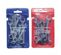 10pcs Tool Steel for mini Spanner Wrench Set Key Ring British Metric Hand Tools for Automotive Home Electrical Repair(Blue Metric)