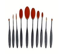 10pcs Toothbrush type makeup brush, foundation make-up brush, bendable color, full set, cosmetic brush, no marks, 10pcs,T