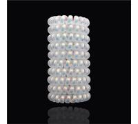 10pcs Top Fashion Ice Cream Colorful Spiral Spin Screw Telephone Wire Hair Ties Pearly Premium Plastic Rubbers Ponytails(Beige)