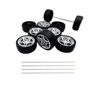10PCS Toy Car Wheel 48mm Toy Car Rubber Tire Wheels with 5PCS Shaft Round Rod Axles for RC Car Truck Robot DIY Model Toy Parts