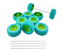 10PCS Toy Car Wheel RC Car Rubber Tire Wheel with 5PCS Shaft Round Rod Axles for RC Car Truck Robot DIY Model Toy Wheel Parts (2.5x48mm Blue)
