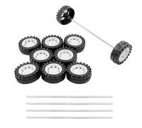 10PCS Toy Car Wheels 2mm Dia Shaft Plastic Car Wheels with 5PCS Shaft Round Rod Axles for RC Car Truck Robot DIY Model Toy Building Accessories (2x12x33mm White)