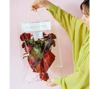 10Pcs Transparent Bouquet Gift Bag Waterproof Flower Tote Bags Clear Handbag Carrier Bags with Handle Large PVC Flower Packing Bags for Plant Flower Valentine's Day Lover Birthday Wedding Anniversary