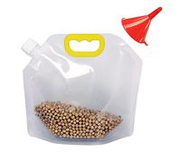 10Pcs Transparent Stand Up Food Packaging Bags with Handle, Whole Grains Moisture-Proof Sealing Bag,Reusable Liquor Plastic Flasks Concealable Juice Pouch Bags with Spout Funnel (5L)