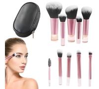 10PCS Travel Makeup Brushes Mini Makeup Brushes Portable Mini Make up Brushes with a Black Cosmetic Bag Cosmetic Brush Suitable for Foundation Eye Shadow Highlight Contour Blush and Concealer (Pink)