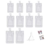 10PCS Travel Size Empty Squeeze Pouch with a Funnel,Refillable Transparent Lotions Packaging Bag Travel Toiletry Bags Pouch for Shampoo/Hand Liquid/Cream,Portable Cosmetic Containers (50ml+100ml)