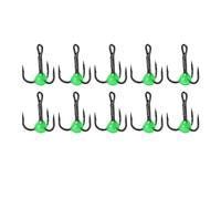 10pcs Treble Hooks High Carbon Steel Kit Sharp Bass Trout Carp Lures (Green)