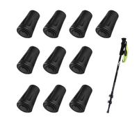 10Pcs Trekking Pole Tips, Walking Stick Rubber Ends, Durable Hiking Poles Caps, Black Universal Fit Ferrules, Crutch Rubber Ends, Enhanced Grip Crutch Protectors for Most Terrain Asphalt Rock Snow Mud