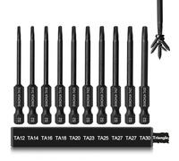 10PCS Triangle Screwdriver Set, 2.5Inch Long Triangle Screwdriver, Magnetic Screwdriver Bit Set, S2 Steel Screwdriver Drill Bit Set,1/4 Hex-Shank Drill Bit Set, Sizes TA12/14/16/18/20/23/25/27 (x2)/30
